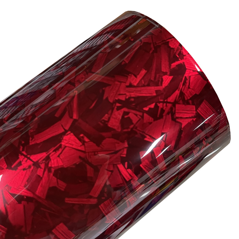 Fep Film - Premium PET hoogglans rood gesmeed koolstofvezel