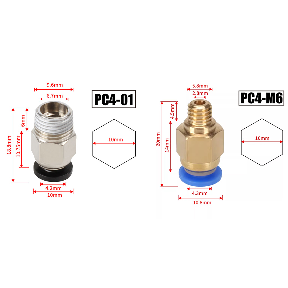 Filament 1.75 - 10 stks/partij PC4-M10 Pneumatische Connectoren Voor