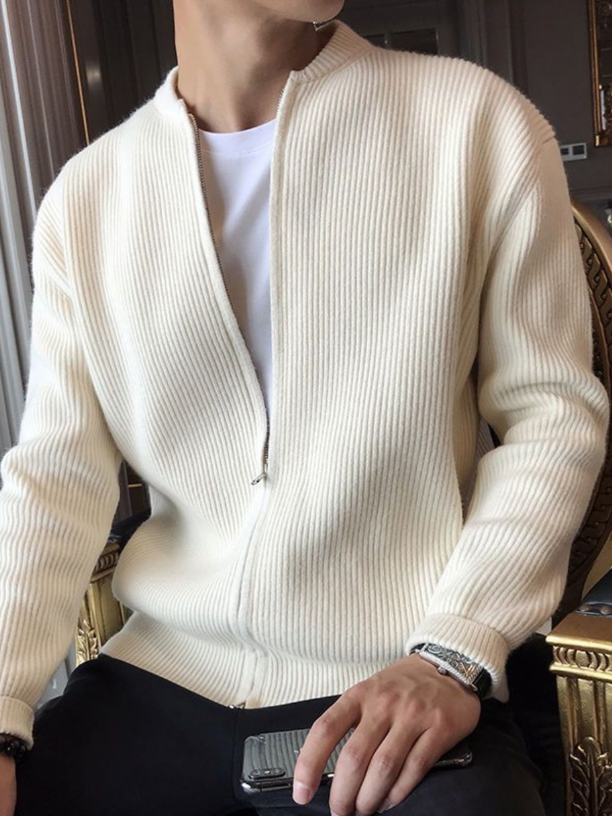 Gebreide heren cardigan trui,  - Resin Vat recensie en prijs