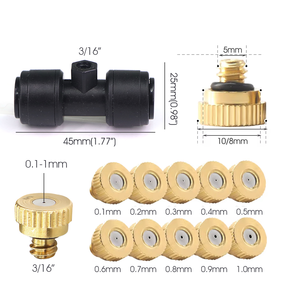 0,1-1 mm messing sproeikop met - Nozzle Brass recensie en prijs