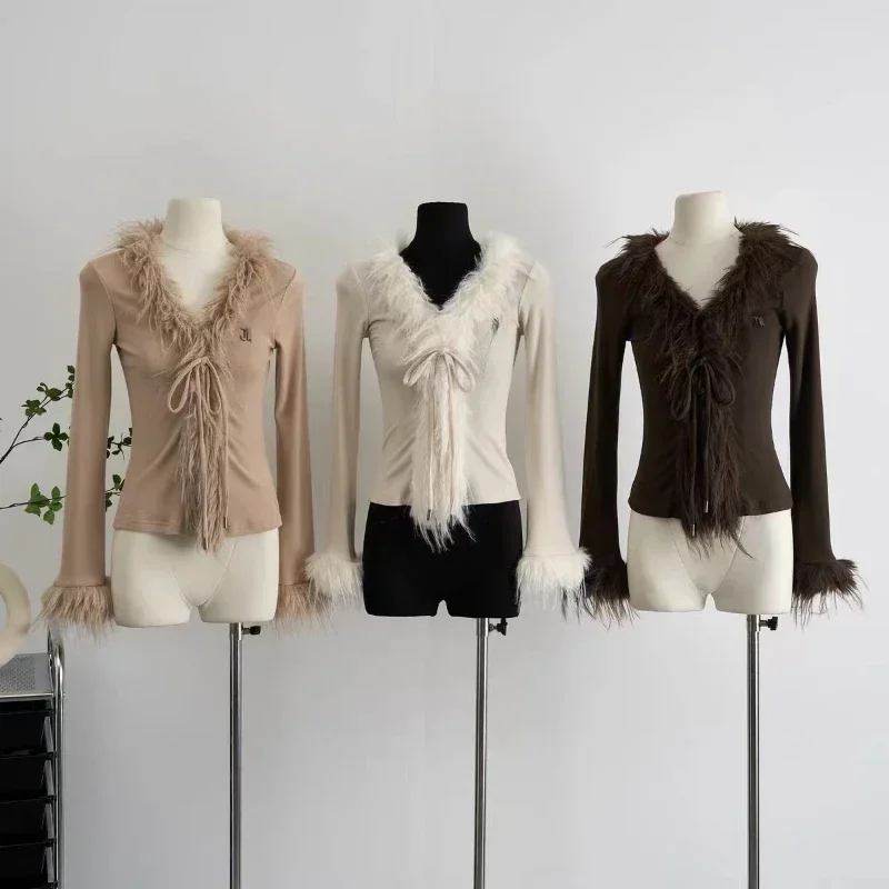 Harige rand V-hals vest herfst - Resin Vat recensie en prijs